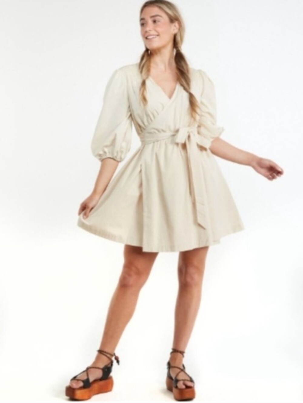 Anthropologie The Odells Shiloh Wrap Dress In Cream